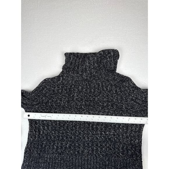 Free people black marled ballet twisted cableturtle neck cropped sweater size M - Picture 8 of 9